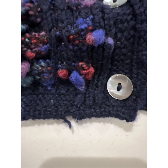 VTG Barry Bricken Women SZ L Hand Knit Pure Virgin Wool Button Front Sweater - Picture 10 of 10